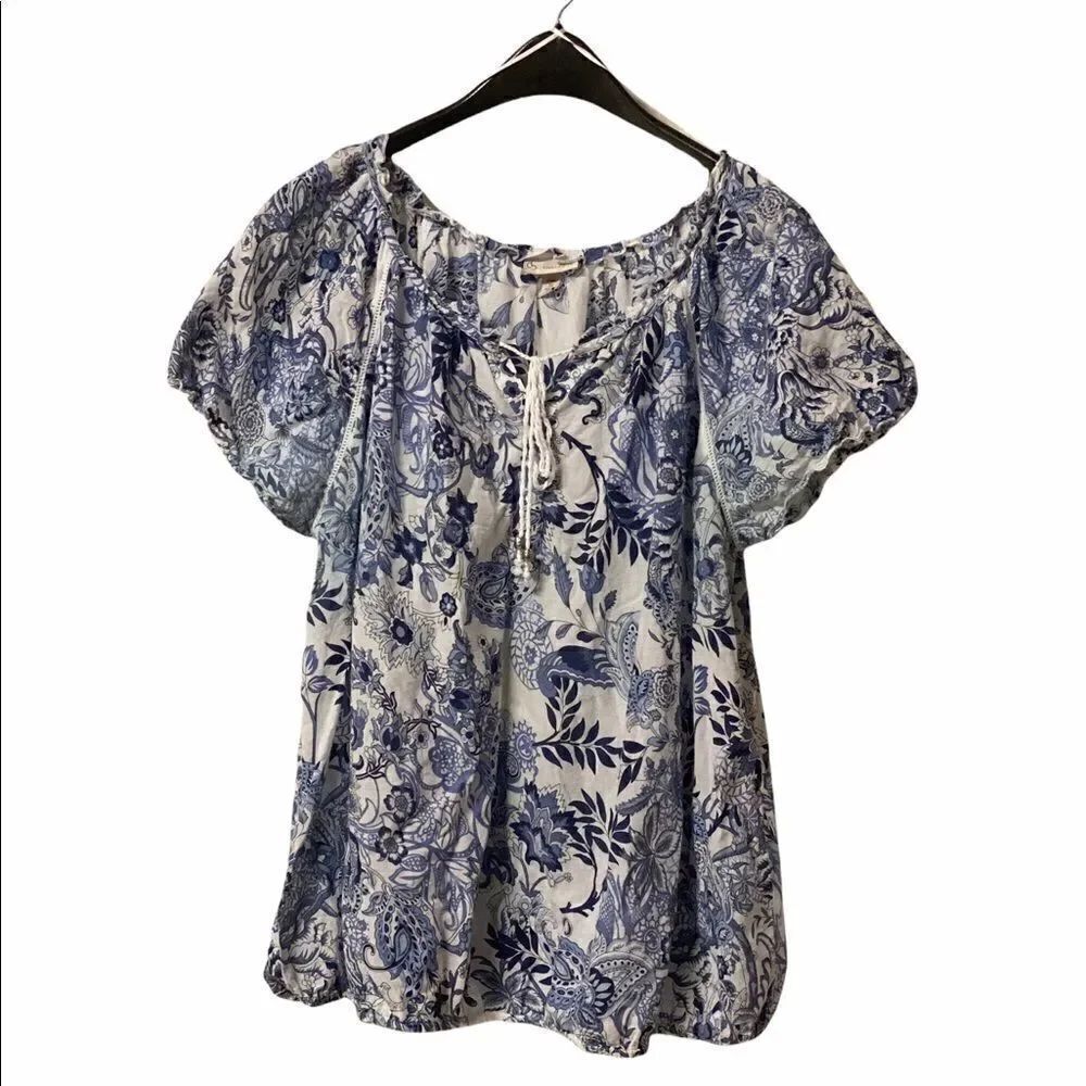 CB peasant style flowered blouse